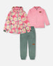 3-In-1 Two-Piece Mid-Season Outerwear Set Pink Smiling Flower Print - H30W53_3H008