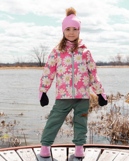 3-In-1 Two-Piece Mid-Season Outerwear Set Pink Smiling Flower Print - H30W53_3H008