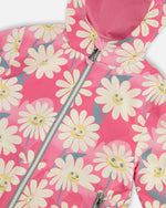 3-In-1 Two-Piece Mid-Season Outerwear Set Pink Smiling Flower Print - H30W53_3H008