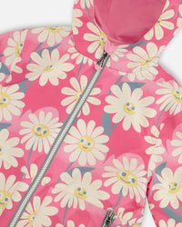 3-In-1 Two-Piece Mid-Season Outerwear Set Pink Smiling Flower Print - H30W53_3H008