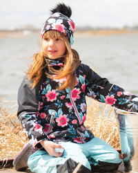 3-In-1 Two-Piece Mid-Season Outerwear Set Black Printed Flowers - Black Inner Jacket - H30W54_04200