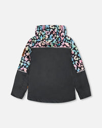 3-In-1 Two-Piece Mid-Season Outerwear Set Black Animal Print - Multicolored Inner Jacket - H30W54_3H010