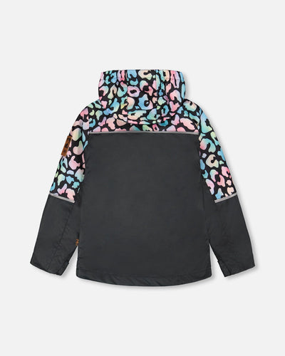 3-In-1 Two-Piece Mid-Season Outerwear Set Black Animal Print - Multicolored Inner Jacket - H30W54_3H010