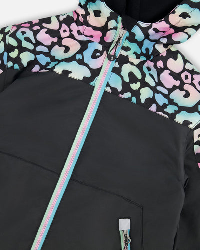 3-In-1 Two-Piece Mid-Season Outerwear Set Black Animal Print - Multicolored Inner Jacket - H30W54_3H010