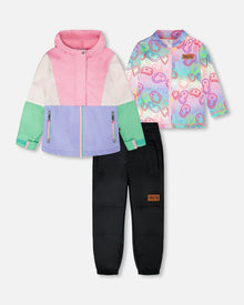 3-In-1 Two-Piece Mid-Season Outerwear Set Pink Colorblock - H30W55_06240