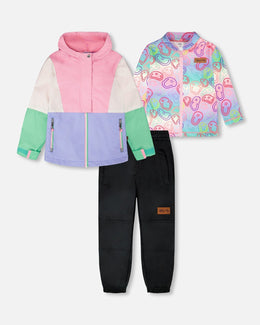 3-In-1 Two-Piece Mid-Season Outerwear Set Pink Colorblock - H30W55_06240