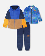 3-In-1 Two-Piece Mid-Season Outerwear Set Blue Colorblock - H30W56_04690