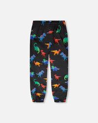 3-In-1 Two-Piece Mid-Season Outerwear Set Black Dinosaur Print - H30W56_09990