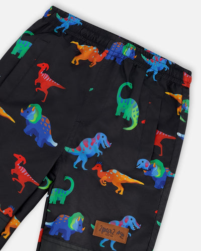 3-In-1 Two-Piece Mid-Season Outerwear Set Black Dinosaur Print - H30W56_09990