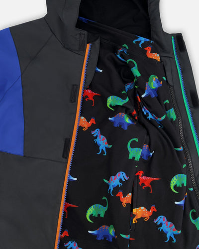 3-In-1 Two-Piece Mid-Season Outerwear Set Black Dinosaur Print - H30W56_09990