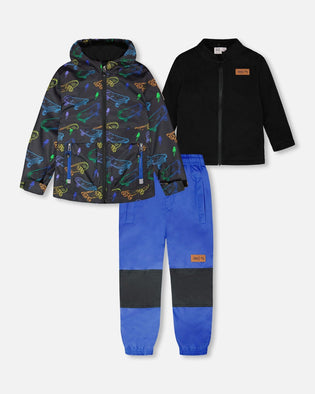 3-In-1 Two-Piece Mid-Season Outerwear Set Black Printed Skateboards - H30W57_3H026