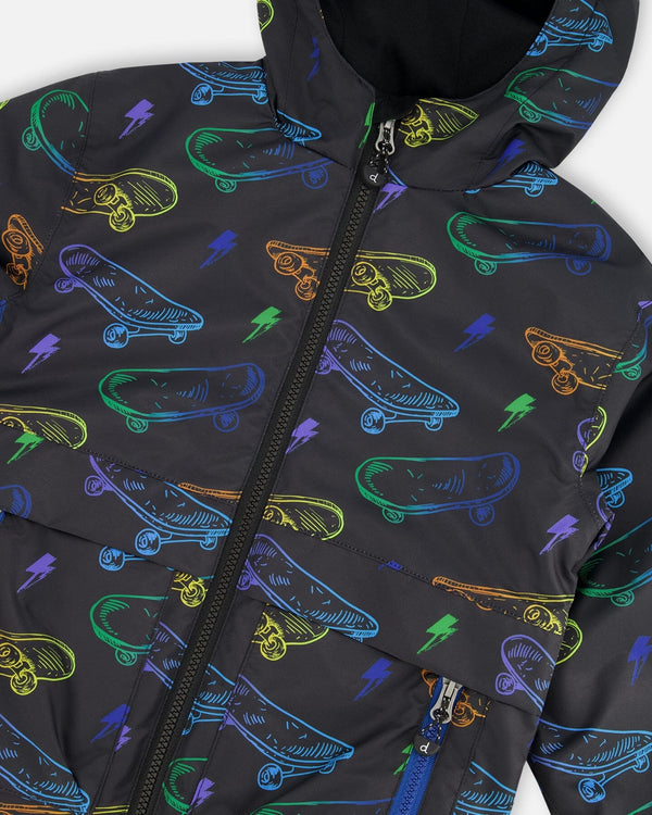 3-In-1 Two-Piece Mid-Season Outerwear Set Black Printed Skateboards - H30W57_3H026