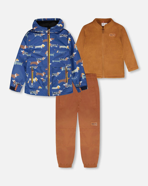 3-In-1 Two-Piece Mid-Season Outerwear Set Blue Dog Print - H30W57_3H033