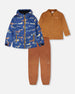 3-In-1 Two-Piece Mid-Season Outerwear Set Blue Dog Print - H30W57_3H033