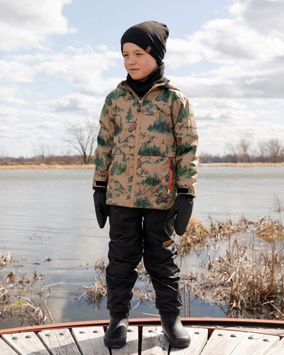 3-In-1 Two-Piece Mid-Season Outerwear Set Brown Motocross Print - H30W57_3H034