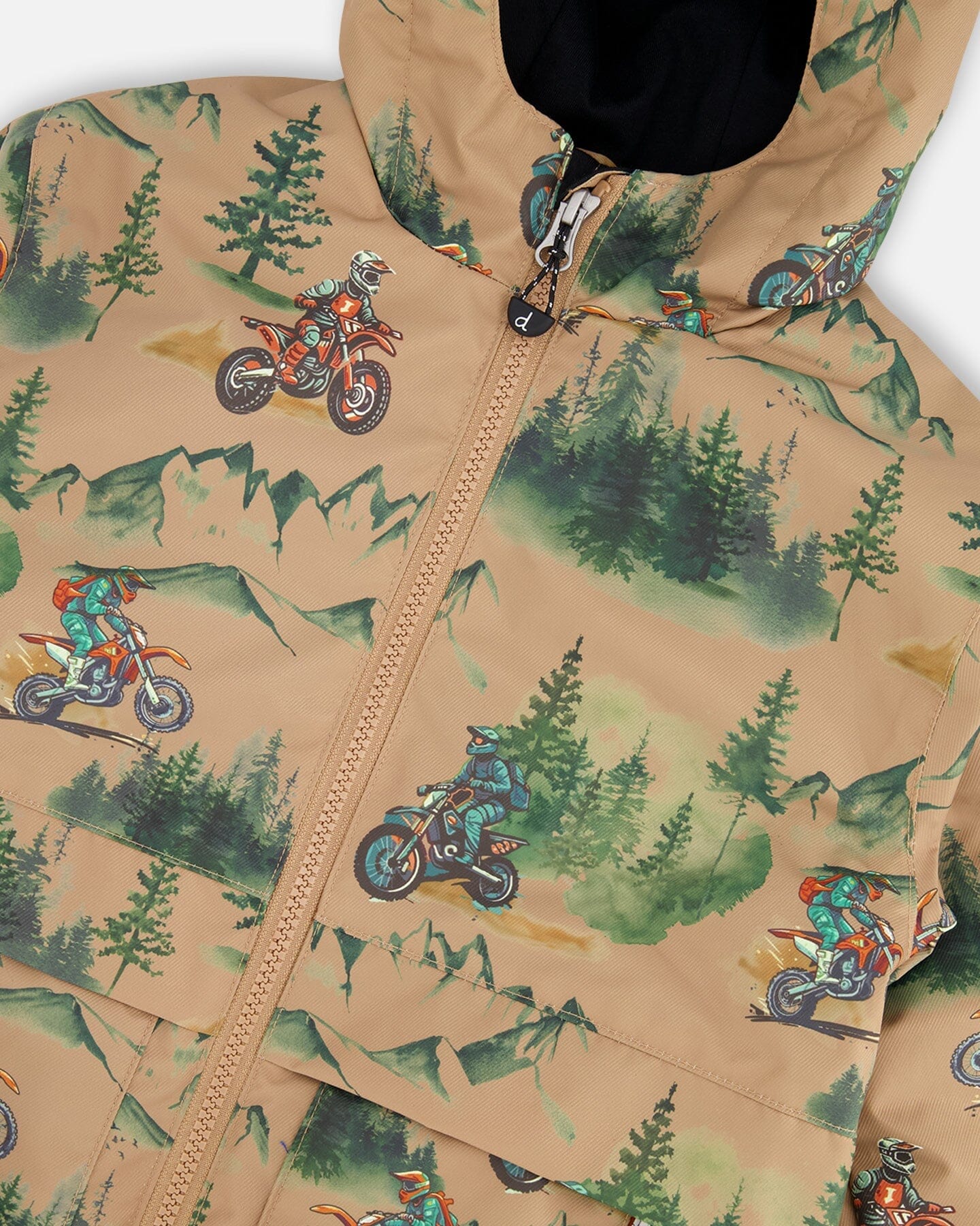 3-In-1 Two-Piece Mid-Season Outerwear Set Brown Motocross Print - H30W57_3H034