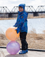 Two-Piece Mid-Season Outerwear Set Blue Printed Smileys - H30W58_3H025