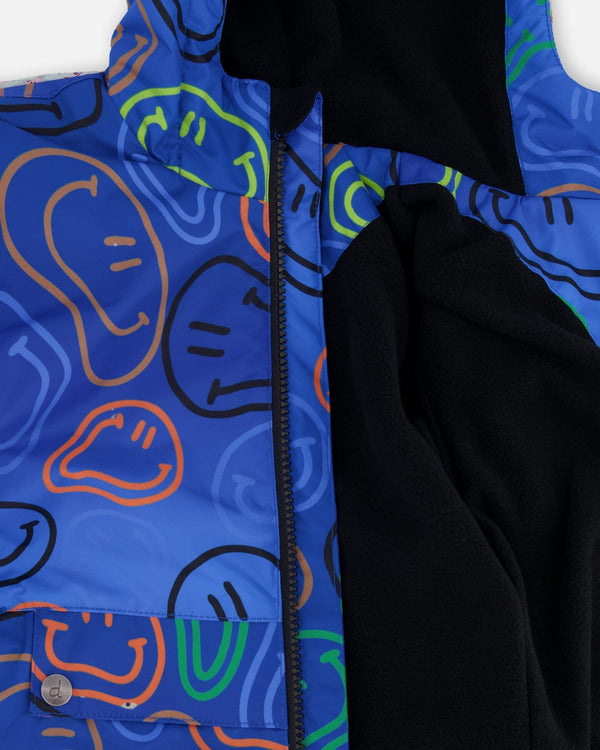 Two-Piece Mid-Season Outerwear Set Blue Printed Smileys - H30W58_3H025