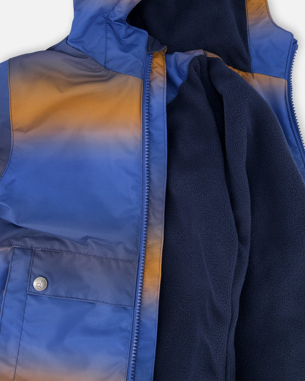 Two-Piece Mid-Season Outerwear Set Blue And Brown Gradient - H30W58_3H027