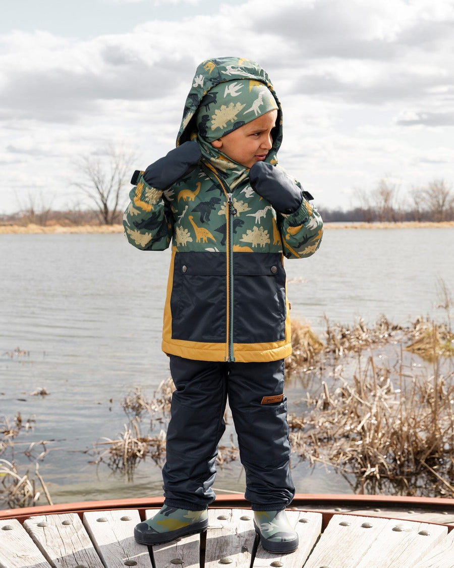 Two-Piece Mid-Season Outerwear Set Green Dinosaur Print - H30W58_3H028