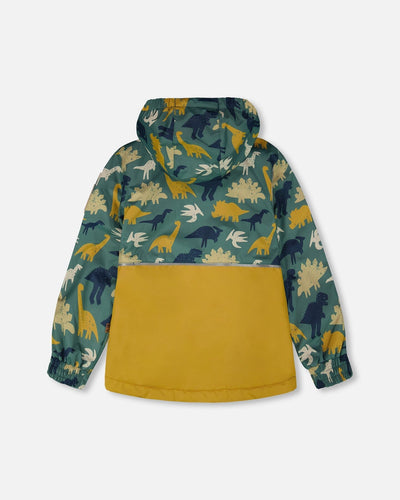 Two-Piece Mid-Season Outerwear Set Green Dinosaur Print - H30W58_3H028