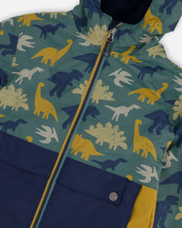 Two-Piece Mid-Season Outerwear Set Green Dinosaur Print - H30W58_3H028