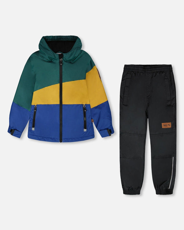 Insulated Two-Piece Mid-Season Outerwear Set Green, Yellow And Blue - H30W59S_03930