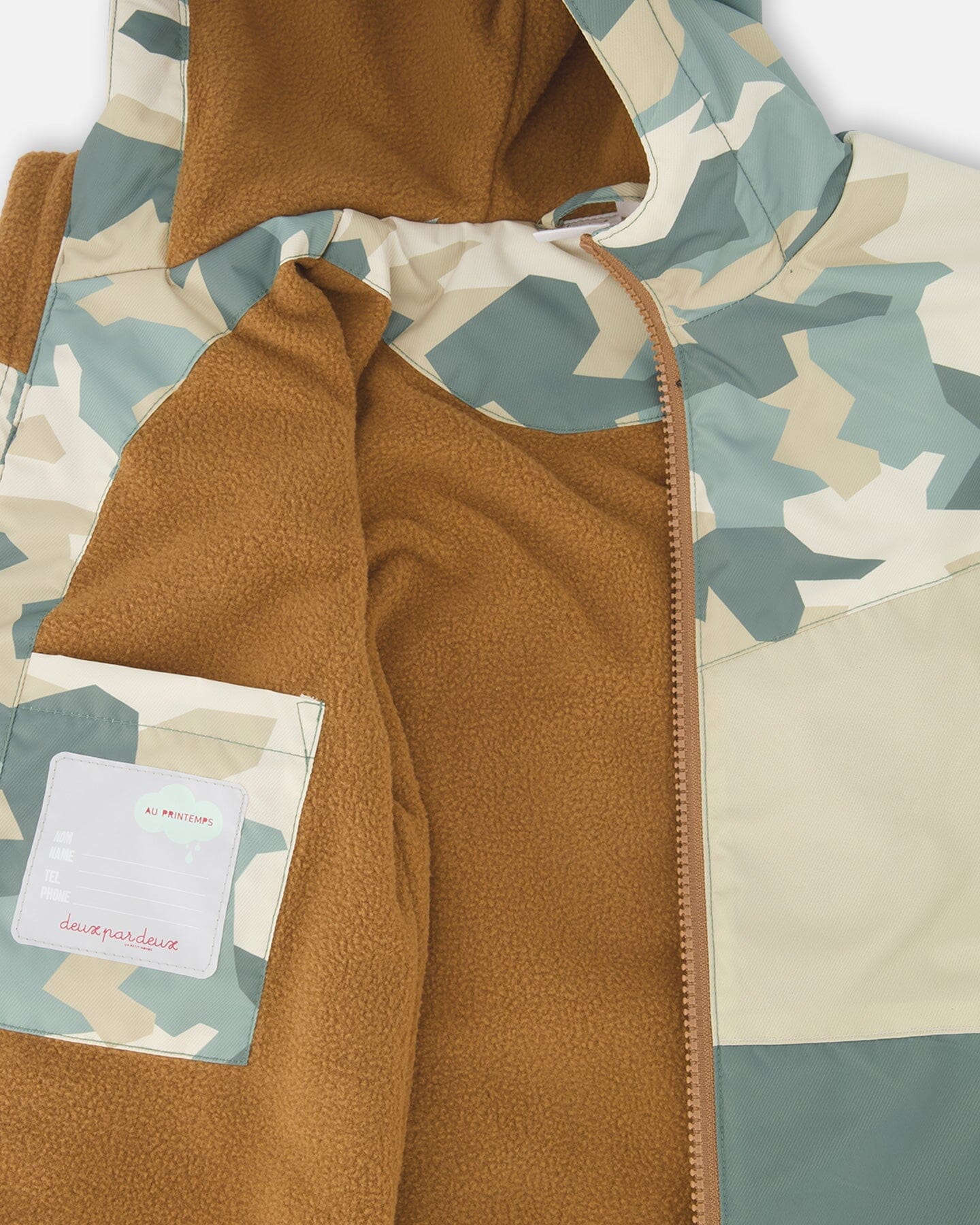 Two-Piece Mid-Season Outerwear Set Green Camouflage Print - H30W59_3H029