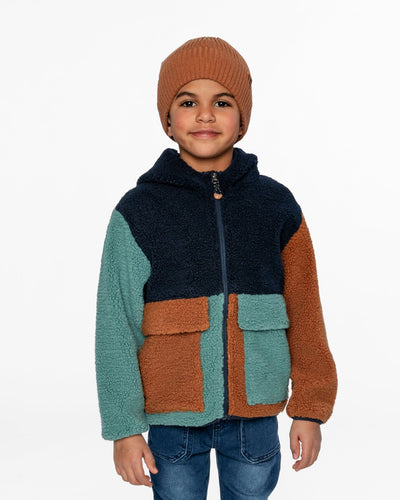 Sherpa Jacket Navy Colorblock Outerwear Deux par Deux 