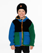 Sherpa Jacket Blue Colorblock Outerwear Deux par Deux 