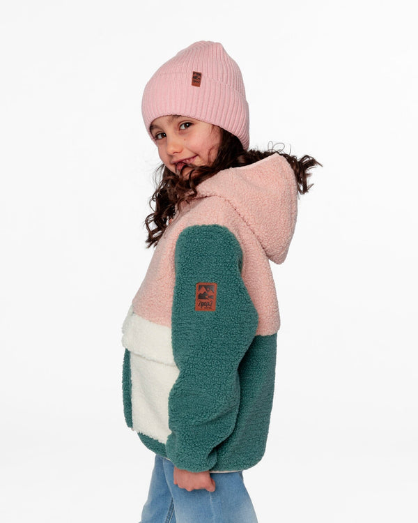 Sherpa Jacket Light Pink Colorblock Outerwear Deux par Deux 