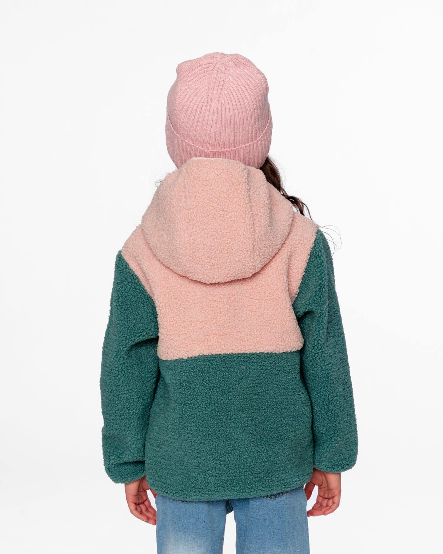 Sherpa Jacket Light Pink Colorblock Outerwear Deux par Deux 