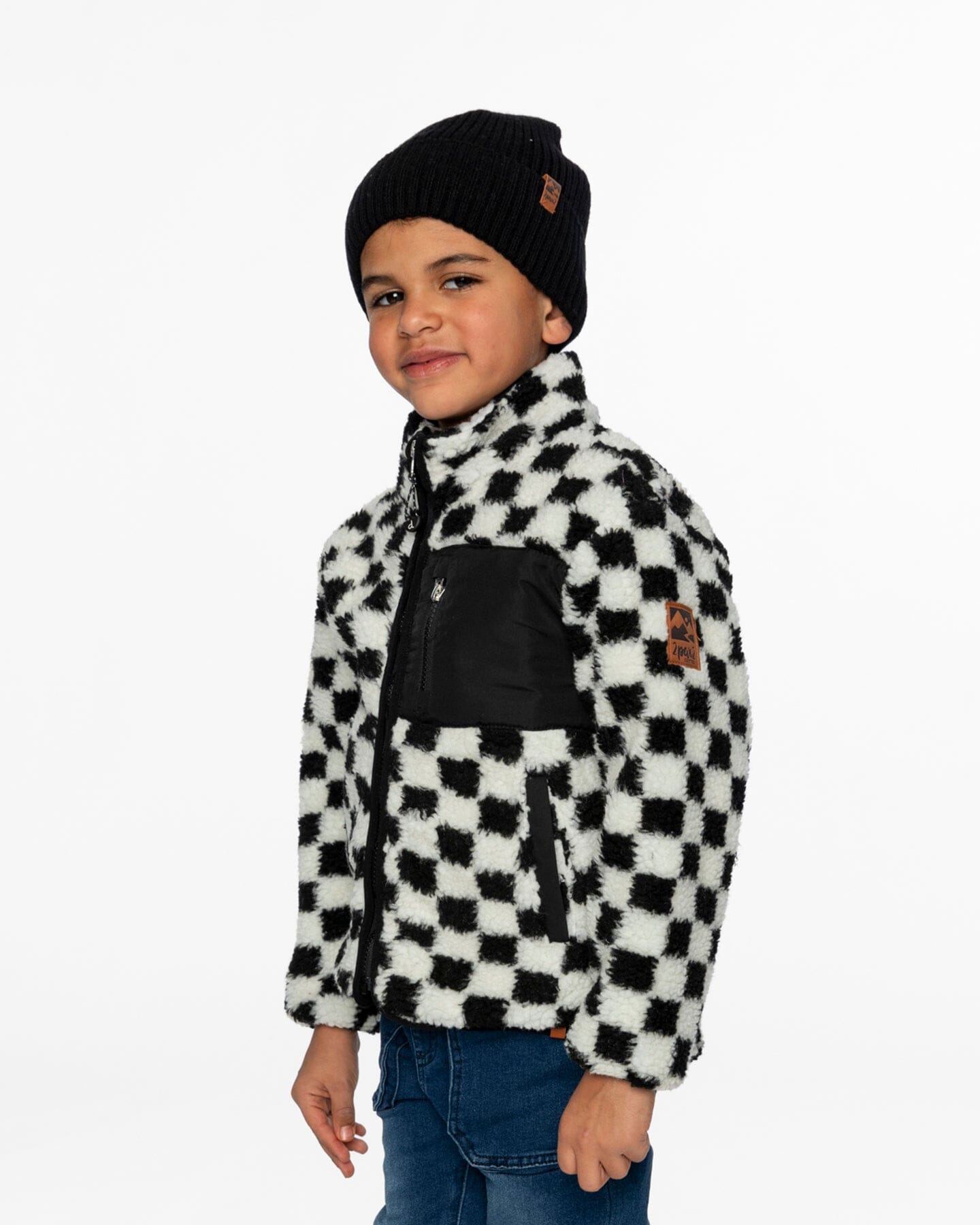 Sherpa Jacket Black Checkerboard - Deux par Deux