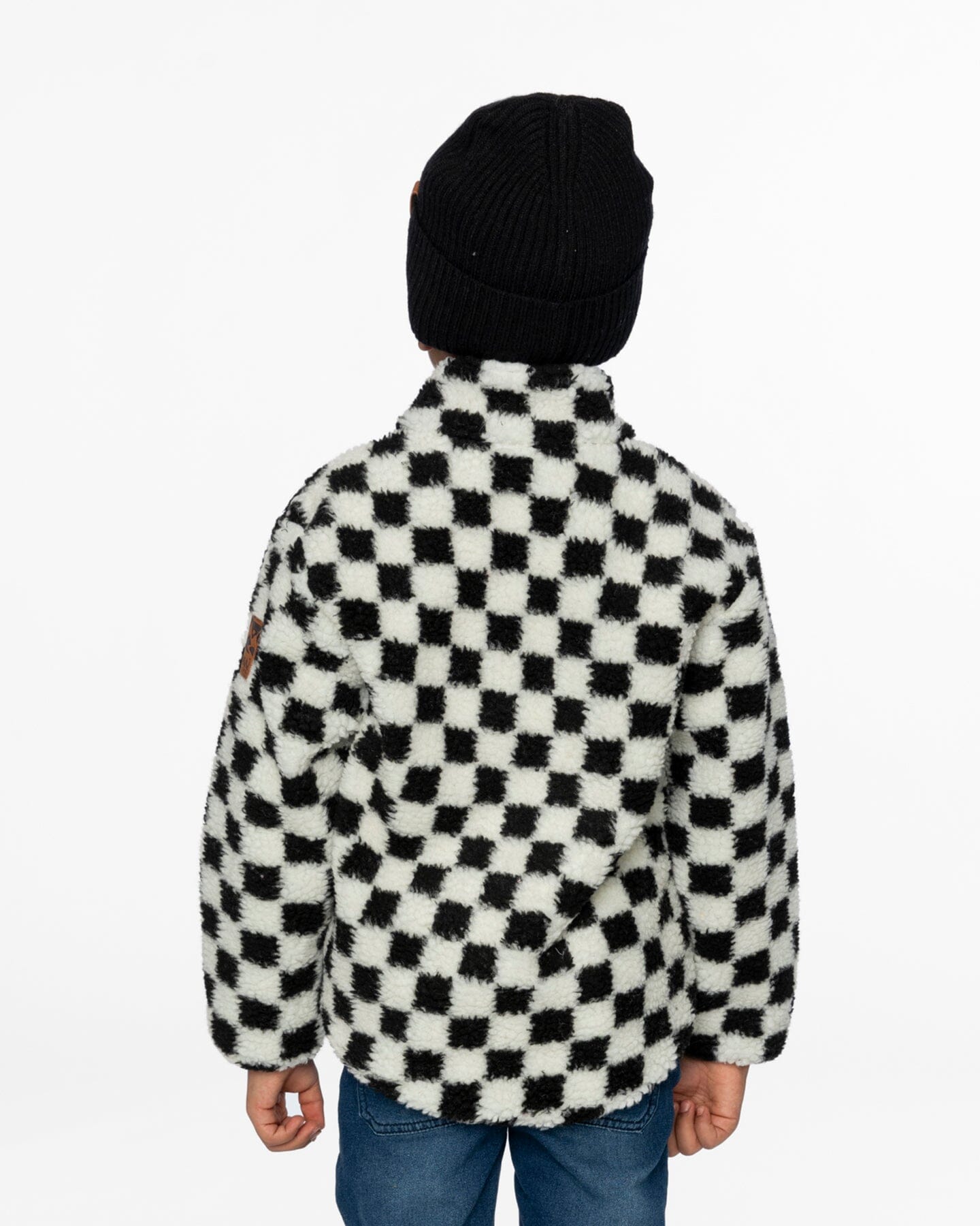 Sherpa Jacket Black Checkerboard Outerwear Deux par Deux 