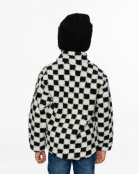 Sherpa Jacket Black Checkerboard Outerwear Deux par Deux 