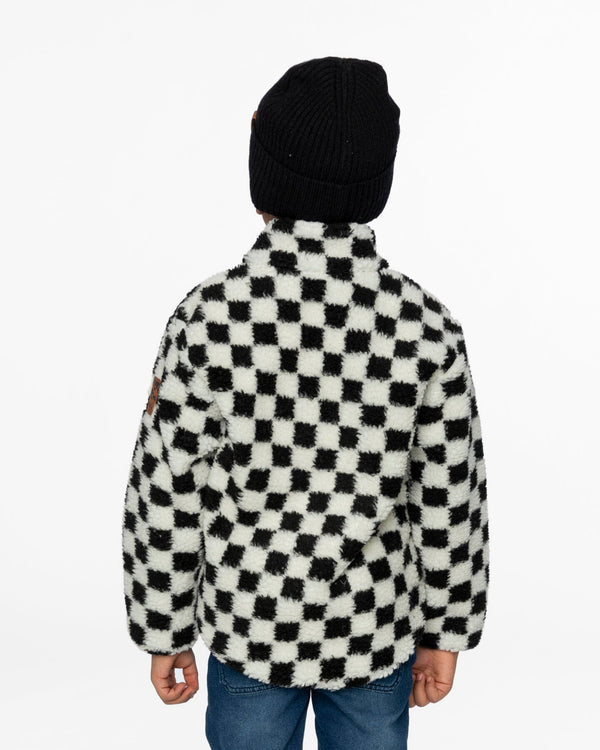 Sherpa Jacket Black Checkerboard Outerwear Deux par Deux 