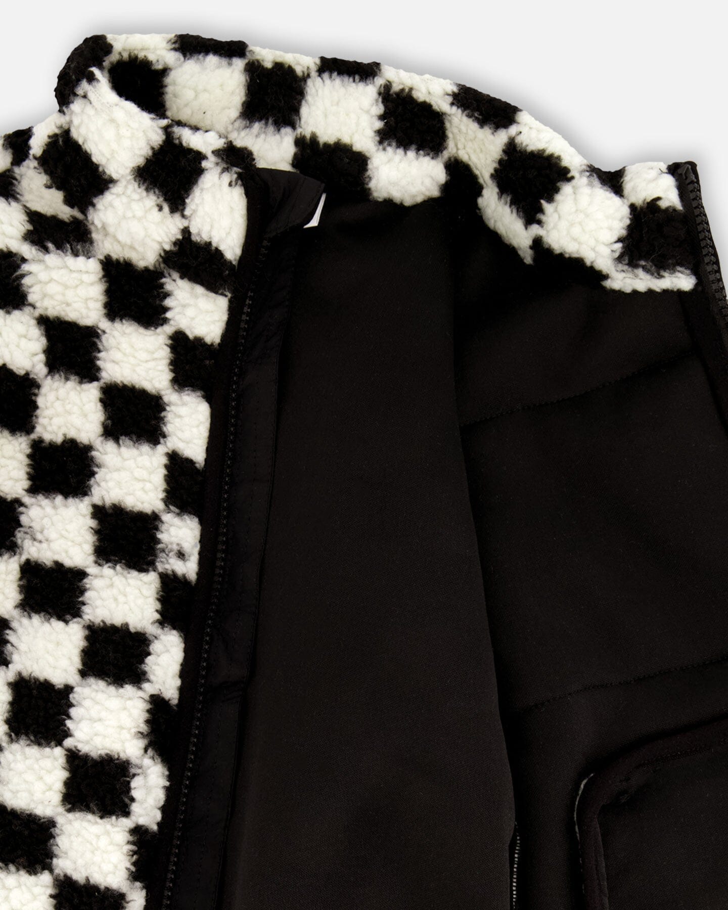 Sherpa Jacket Black Checkerboard - Deux par Deux