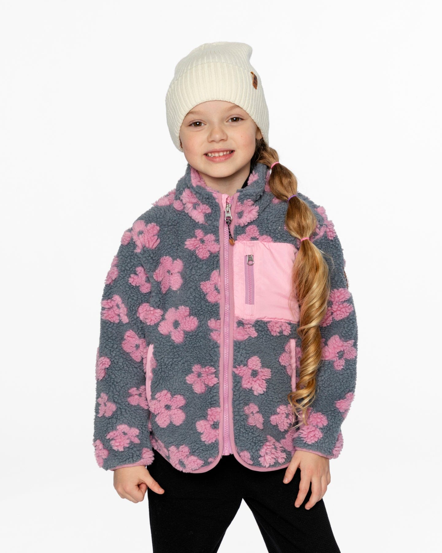 Sherpa Jacket Pink Flowers - Deux par Deux