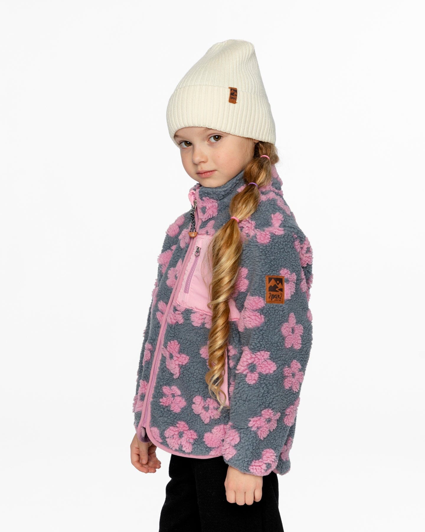 Sherpa Jacket Pink Flowers Outerwear Deux par Deux 
