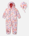 Baby Mid-Season One-Piece Outerwear With Hat Pink Flower Print - H30W64_3H004