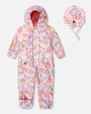 Baby Mid-Season One-Piece Outerwear With Hat Pink Flower Print - H30W64_3H004