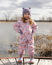 Baby Mid-Season One-Piece Outerwear With Hat Pink Flower Print - H30W64_3H004