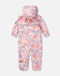 Baby Mid-Season One-Piece Outerwear With Hat Pink Flower Print - H30W64_3H004