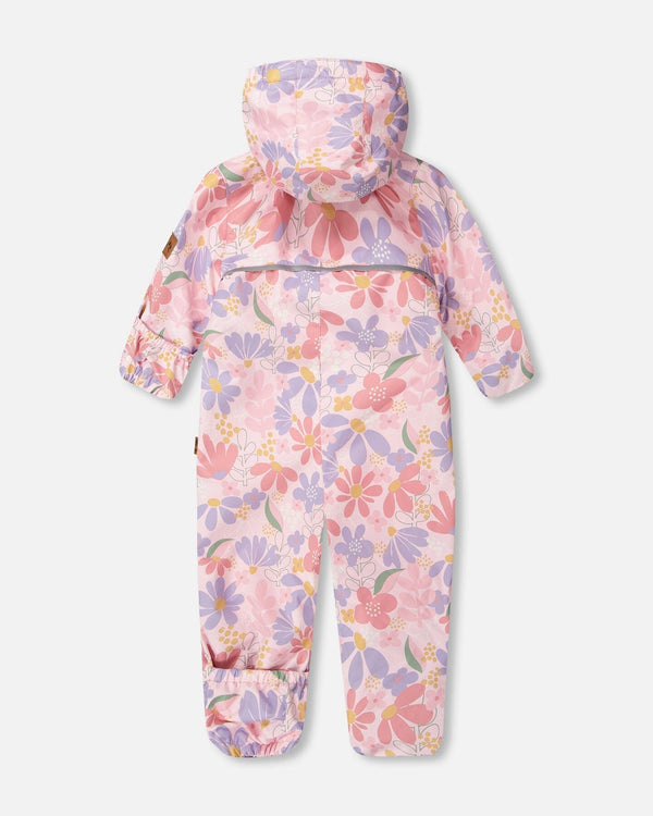Baby Mid-Season One-Piece Outerwear With Hat Pink Flower Print - H30W64_3H004