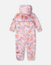 Baby Mid-Season One-Piece Outerwear With Hat Pink Flower Print - H30W64_3H004