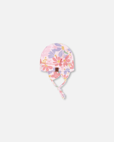Baby Mid-Season One-Piece Outerwear With Hat Pink Flower Print - H30W64_3H004