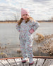 Baby Mid-Season One-Piece Outerwear With Hat Blue Mini Flower Print - H30W64_3H005