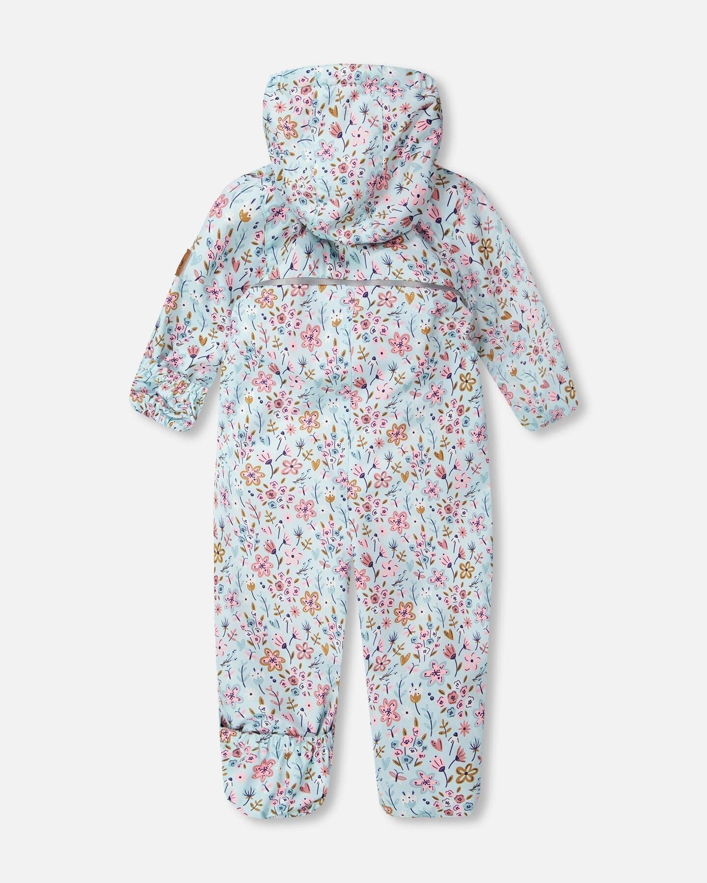 Baby Mid-Season One-Piece Outerwear With Hat Blue Mini Flower Print - H30W64_3H005