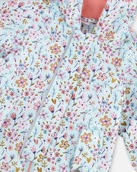 Baby Mid-Season One-Piece Outerwear With Hat Blue Mini Flower Print - H30W64_3H005