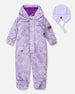 Baby Mid-Season One-Piece Outerwear With Hat Purple Daisy Print - H30W64_3H009